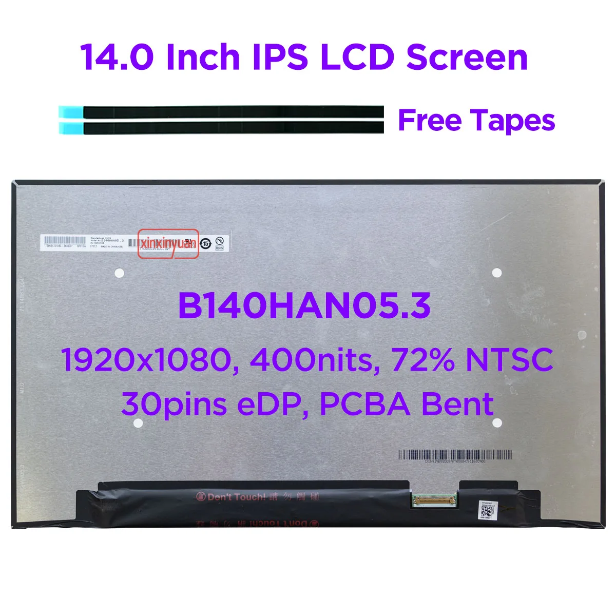 Ips Laptop Lcd B140han05.3 X140nvfc r0 para hp Elitebook 840 845 g7 g8 Substituição do Painel de Exibição 1920×1080 30 Pinos Edp 14.0