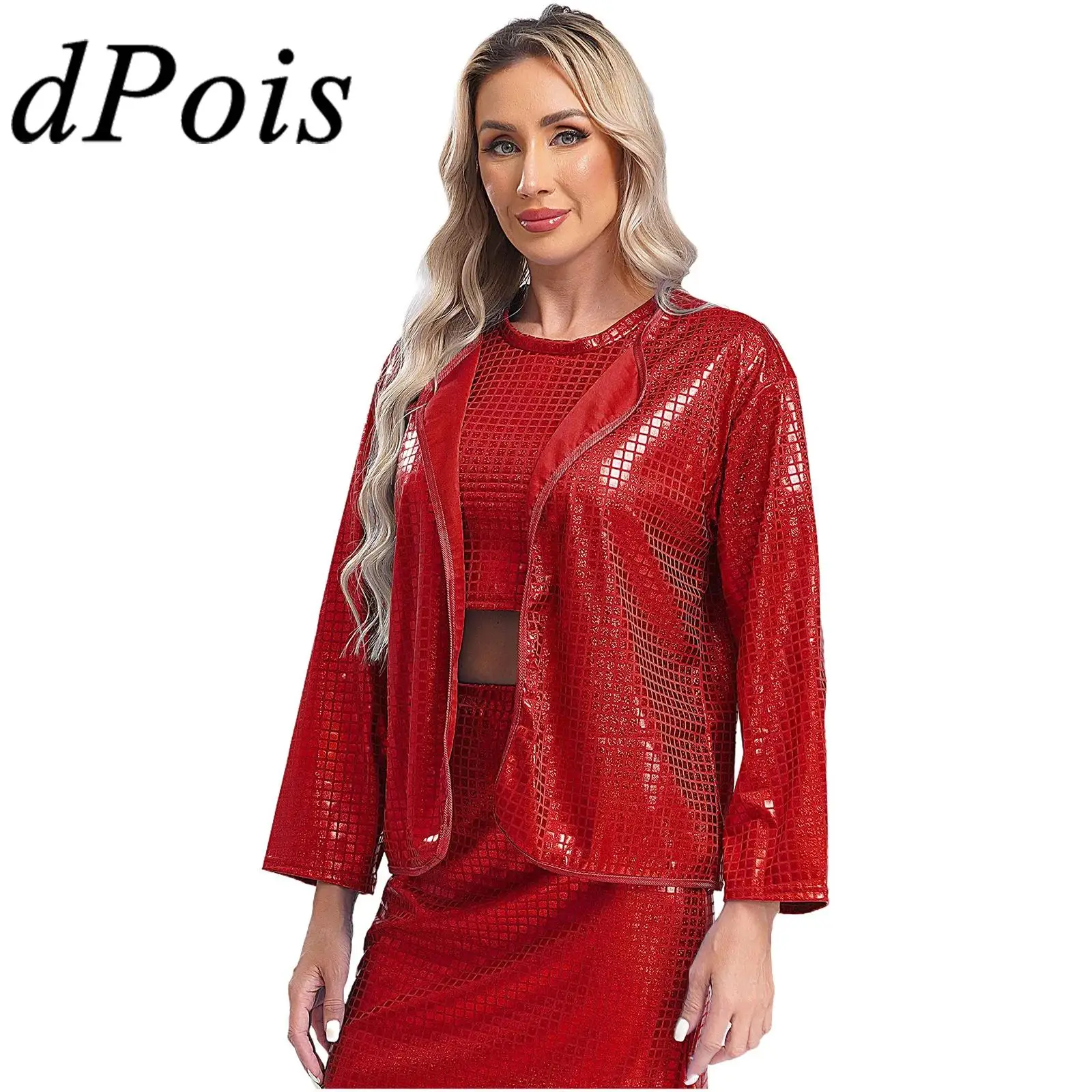 

Fashion Womens Bolero Square Sequin Cardigan Coat Jackets Disco Night Shrug Top Carnival Festival Evening Party Costume Clubwear