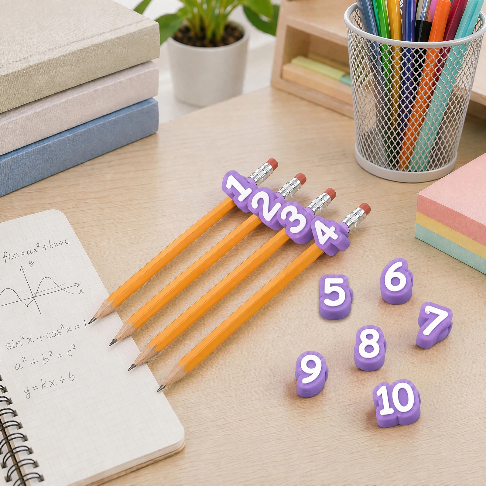 Numbered 1-20/30/50 Pencil Toppers 20/30/50 Pcs Pencil Caps Reusable Classroom Pencil Labels for Teachers Pencil Tracking Marks