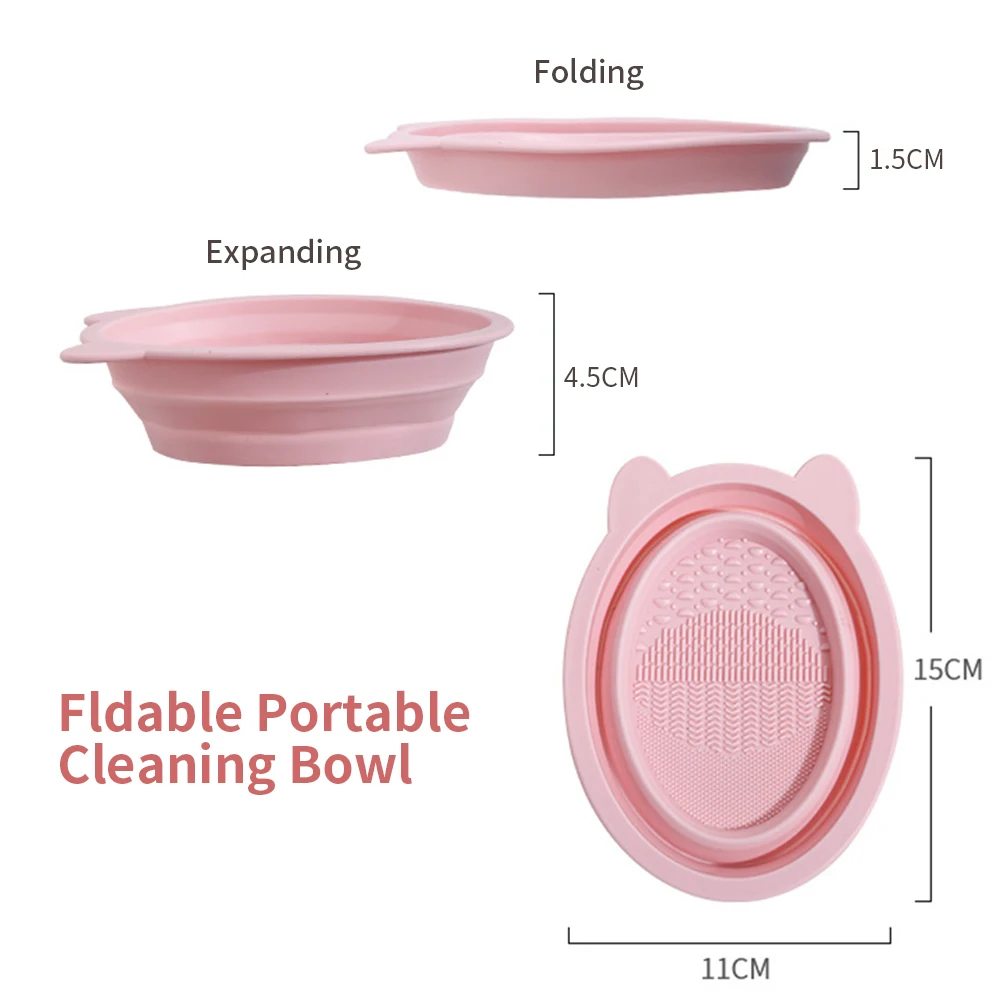 1PC Siliconen Make-up Borstelreiniger Cosmetica Accessoires Poederdons Borstel Schoonmaken Tool Roze Opvouwbare Make Up Borstelreiniger