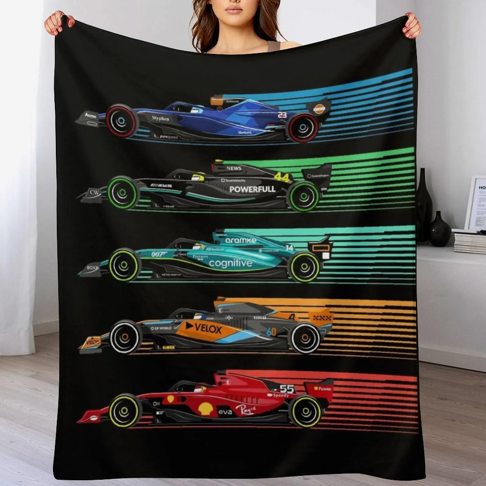 

New Formula Racing Cars Throw Blanket Decorative Sofas Multi-Purpose Travel Quilt Blankets
