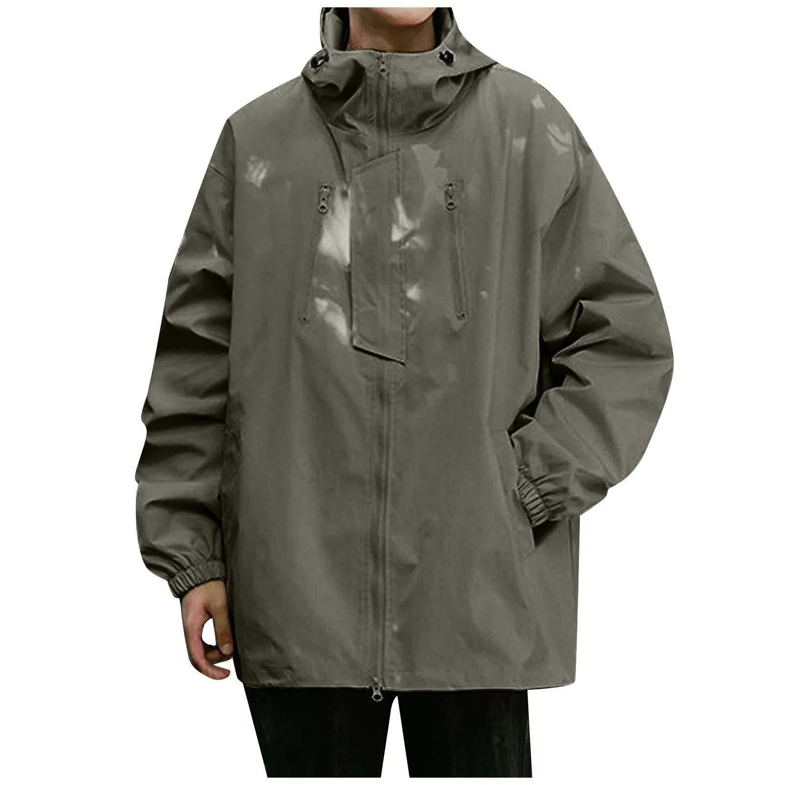 Men's Loose Thin Hiking Jackets Outdoor Sports Jacket Coat Waterproof Lightweight Hooded Outerwear Golf Raincoats With Pockets