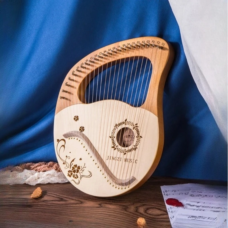 Arpa Lírica de Madera de 24 Cuerdas, Arpa de Ejercicio para Principiantes, Lírica Portátil, Instrumentos Musicales Profesionales para Adultos