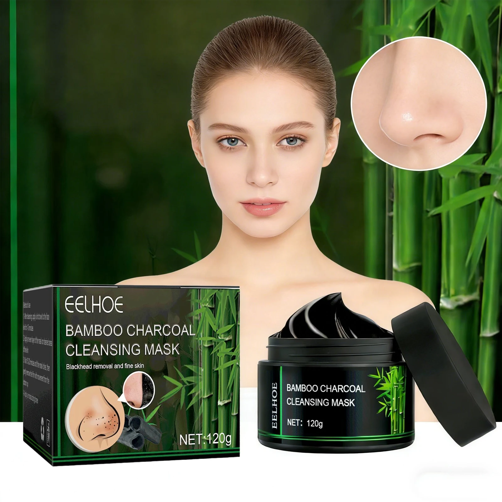 

Bamboo Charcoal Cleansing Mask Blackhead Ance Removal Shrink Pores Exfoliating Smooth Face Skin Oil Control Mud Mask Skin Care