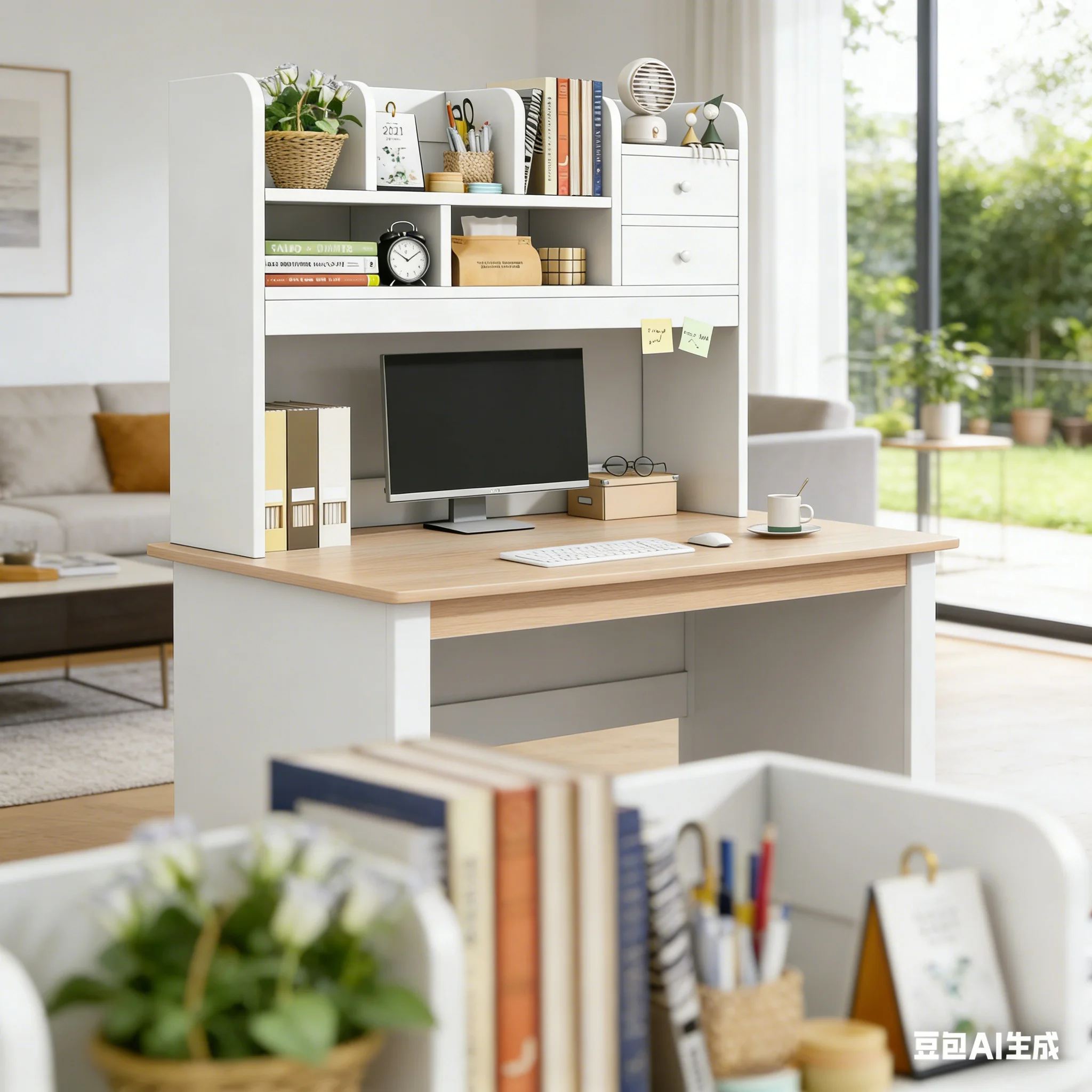 

AOLIVIYA Modern Creative Light Desktop Bookshelf with Storage Rack, Space Saving Desk Organizer for Home Bedroom Student B769542