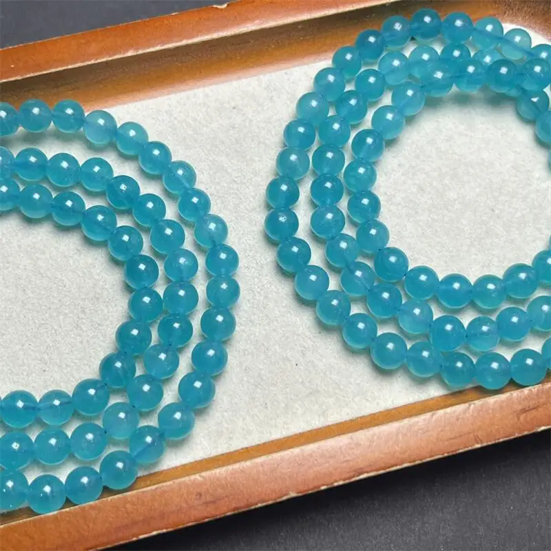 6MM Natural Amazonite Triple Circle Bracelet Men Handmade Stretch Rope Luxury Jewelry Energy Healing Gift 1PCS