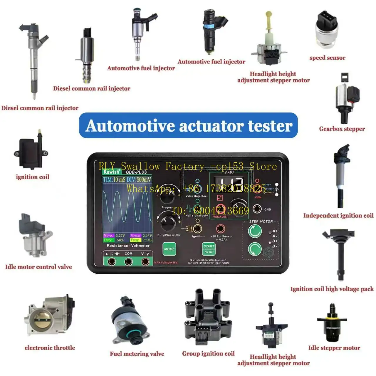 QDB-PLUS Mutilingual Auto Diagnostic Tool with Oscilloscope PWM Generator Multimeter for Stepper Motor Solenoid Valve Tester - view 4
