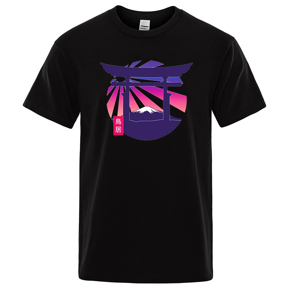 

M Torii Gate Fuji Japan Style Printing T-Shirt Men Fashion Quality Tshirt Summer Casual T-Shirts Harajuku Tee Clothes Loose Tops