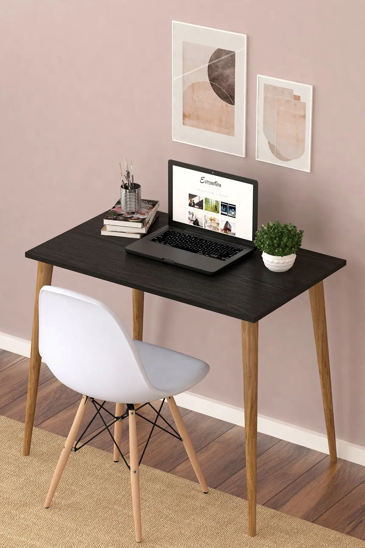 60x90 Cm Black Wooden Desk Office Computer Dining Table