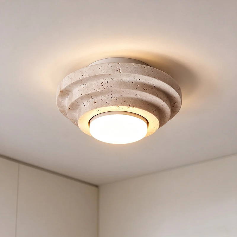 Minimalist Beige Natural Marble Pendant Light Wabi Sabi Design for Guest Room Cloakroom Balcony Corridor Restaurant Decor
