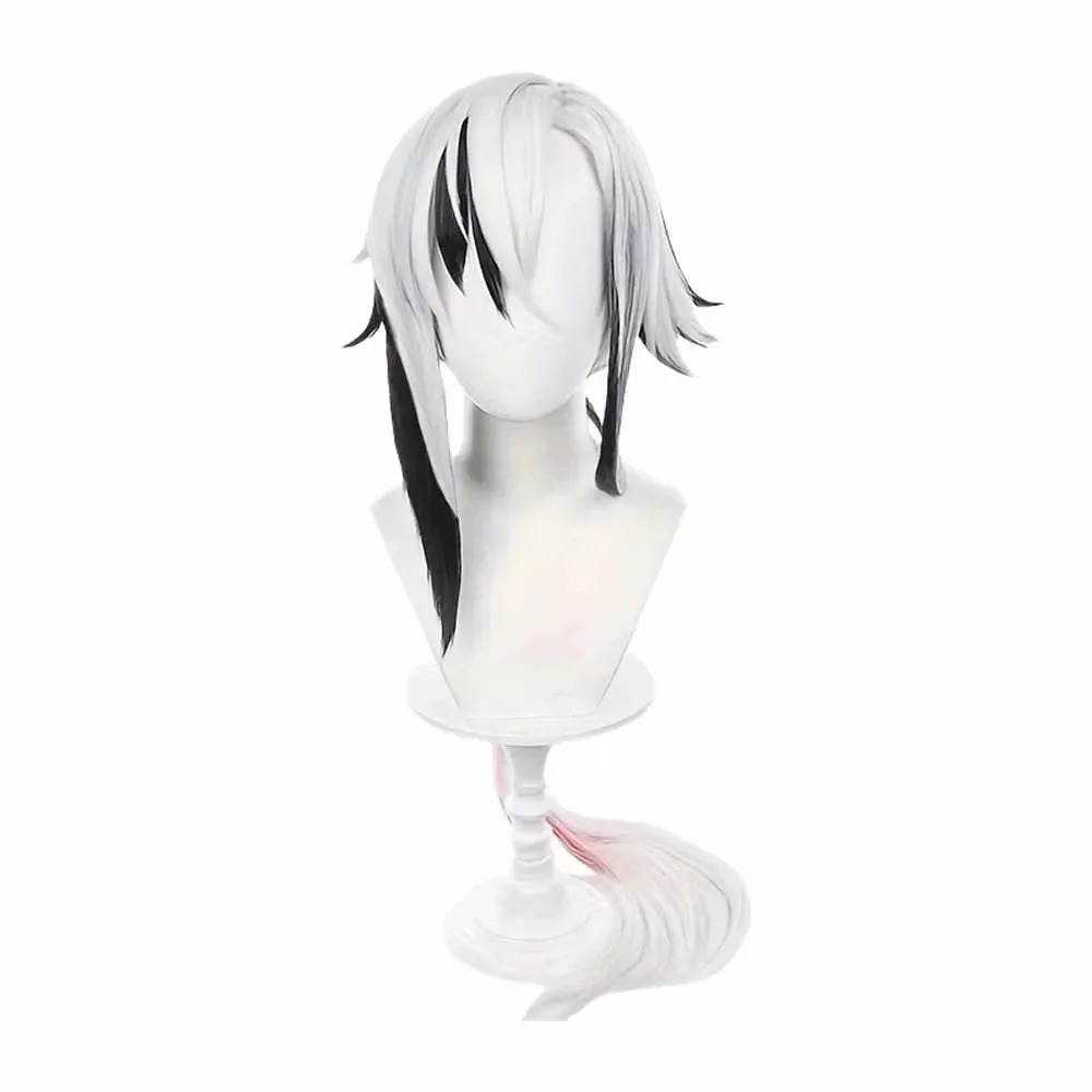 Arlecchino Cosplay Wigs White Black Long Straight Anime Heat Resistant Synthetic Hair Wig Party Carnival