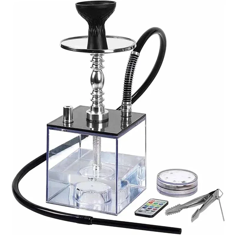 Acrylic Hookah with LED Light Shisha Box Nargile Sheesha Narguile Chicha Cachimbas Water Pipe Shisha Hookah Set Accessory