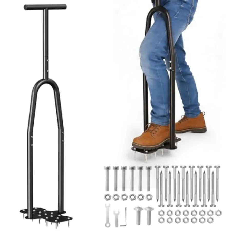 

eWonLife Lawn Aerator Tool Step-Through Design Manual Yard Aerator Full Foot Pedal for Joint-Friendly Ergonomic Full Leg Force