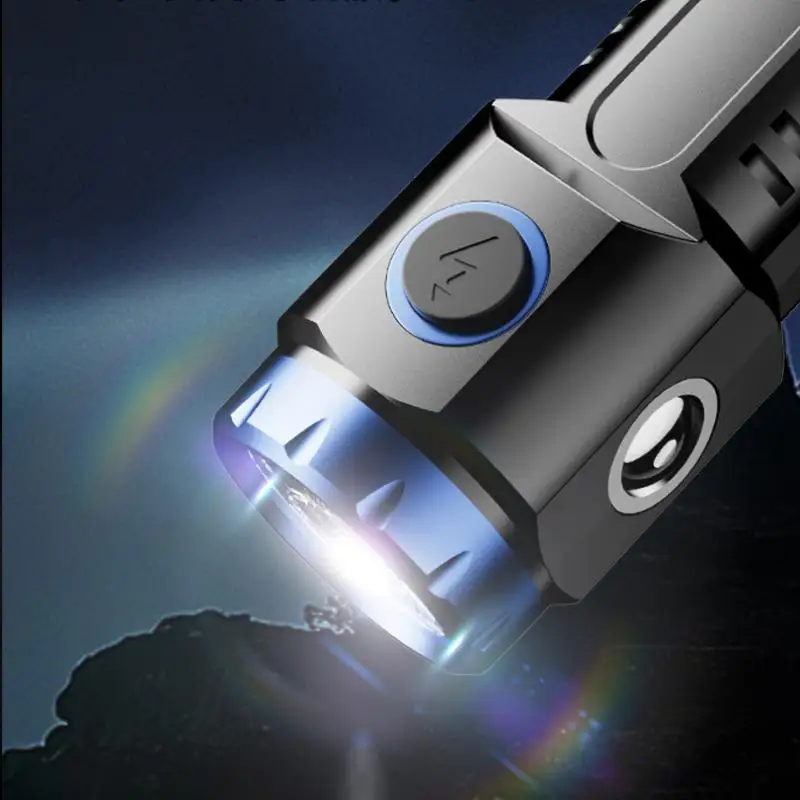 Mini linterna LED recargable, luz de emergencia para acampada con luces laterales y cola de pantalla con imán para explorar acampar