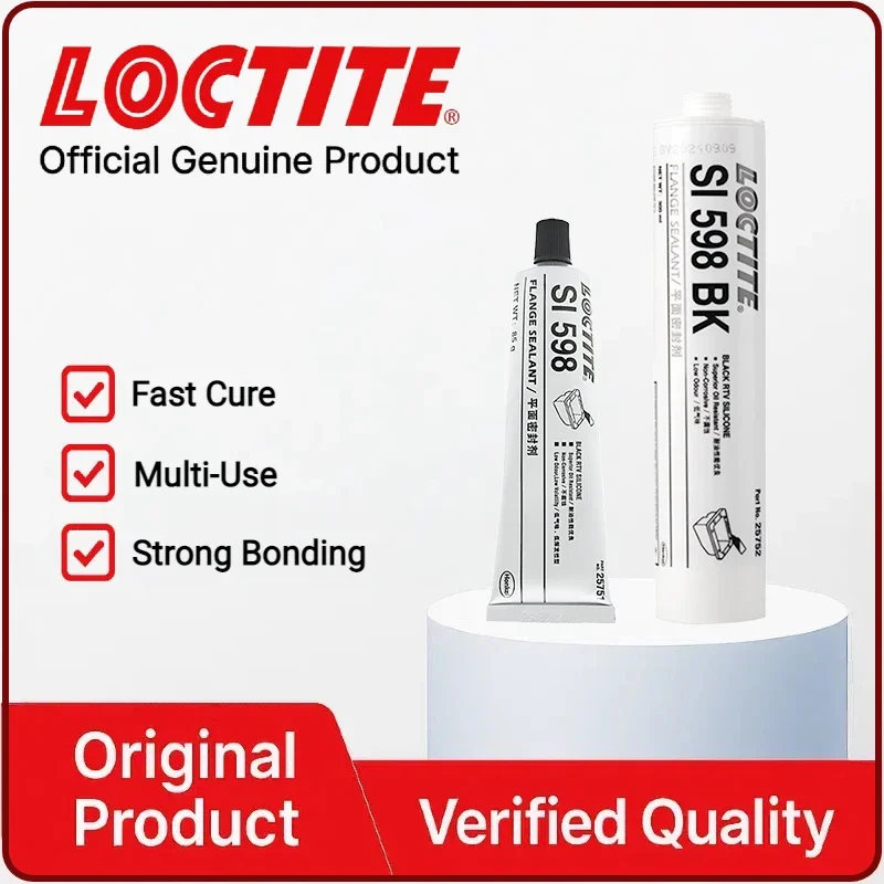LOCTITE SI 598 Gasket Maker, Black, Form-In-Place Flange Sealant, Non-Sag Bead, 85 g / 95 g Tube or 300 ml Cartridge
