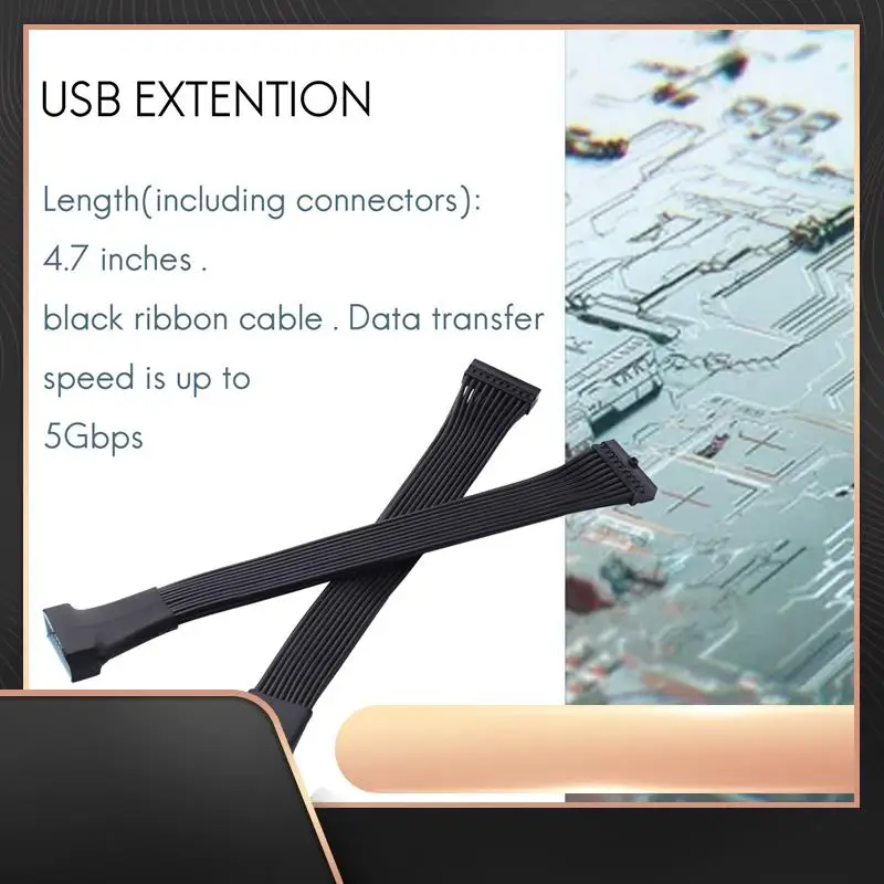 

Маленький мини-USB 3.0 19/20-контактный внутренний удлинительный кабель-адаптер для материнской платы 4,7 дюйма (2 шт.)