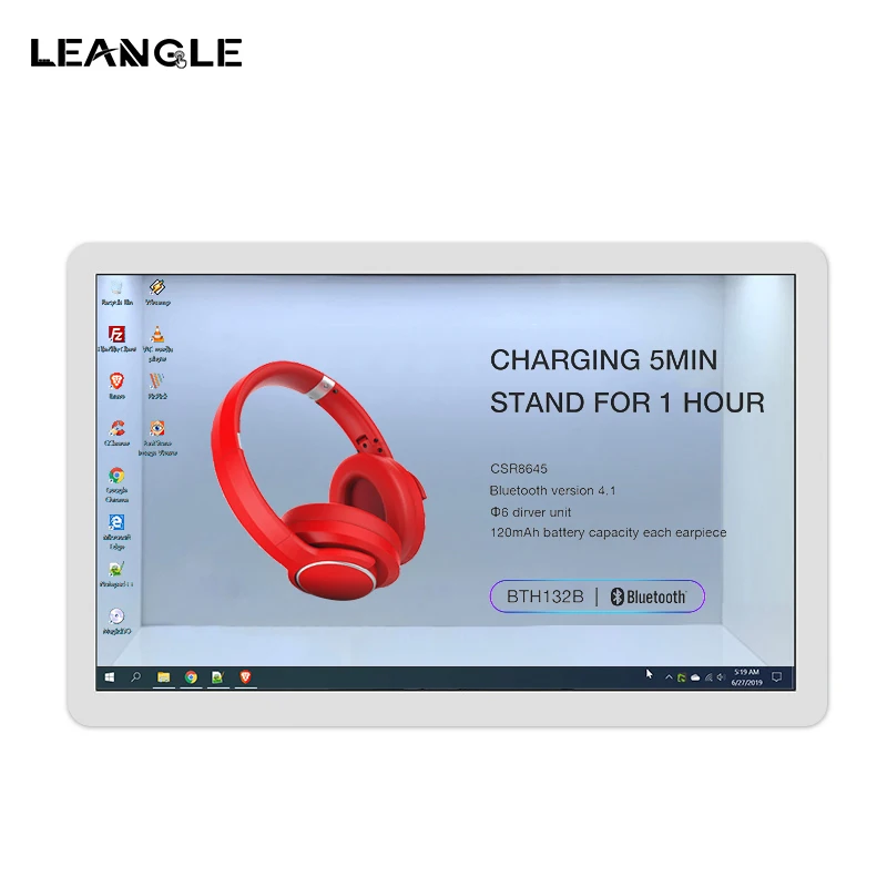 3D Display showcase 43 Inch Interactive Transparent LCD Advertising Cabinet