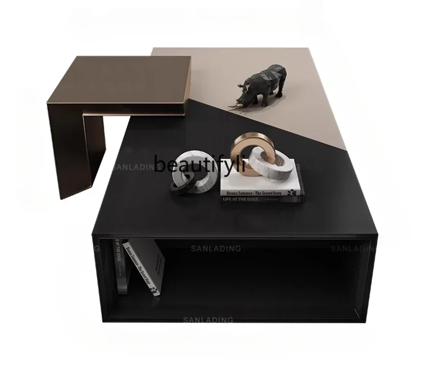 Italian minimalist coffee table TV cabinet combination light luxury modern simple villa living room home tea table