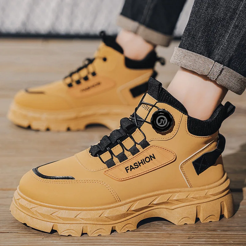 New men's shoes sporty high-top British style retro thick-soled work shoes and outdoor casual shoes