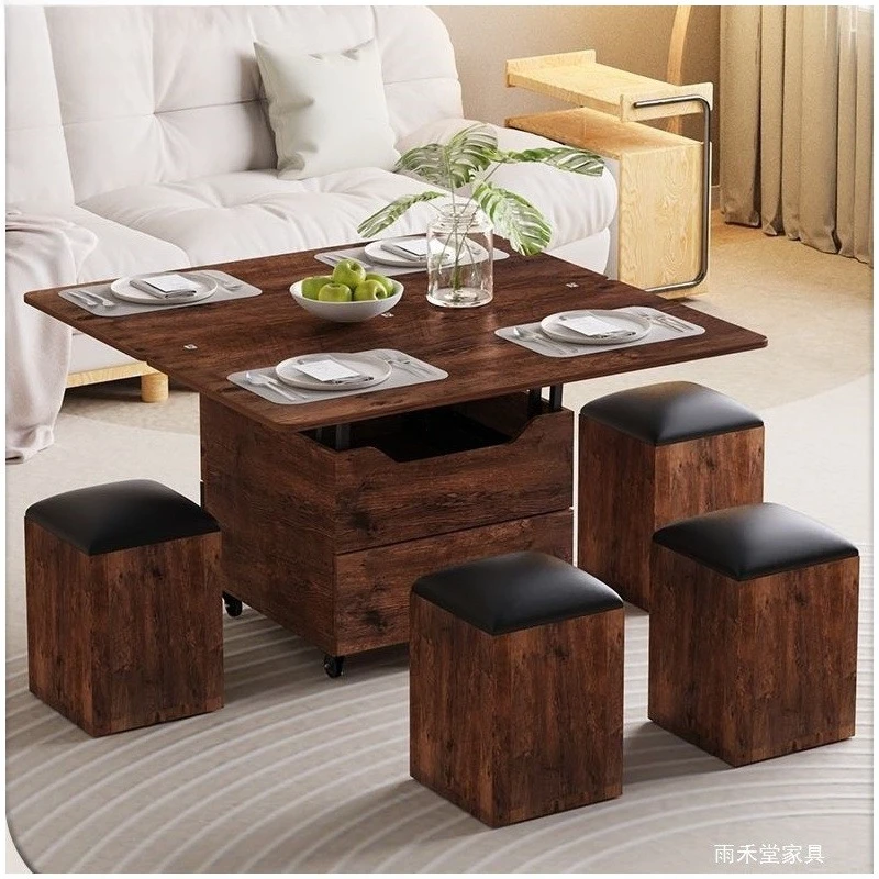 Dual-use integrated living room household foldable mobile small apartment table