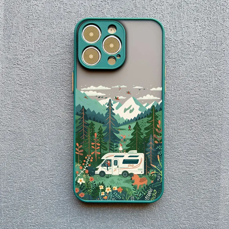 Waldlandschaft Reise Freizeitfahrzeug Handyhülle für iPhone 16 15 14 11 12 13 Mini Pro Max X XR XS 17 16 Plus Funda – Detail 2