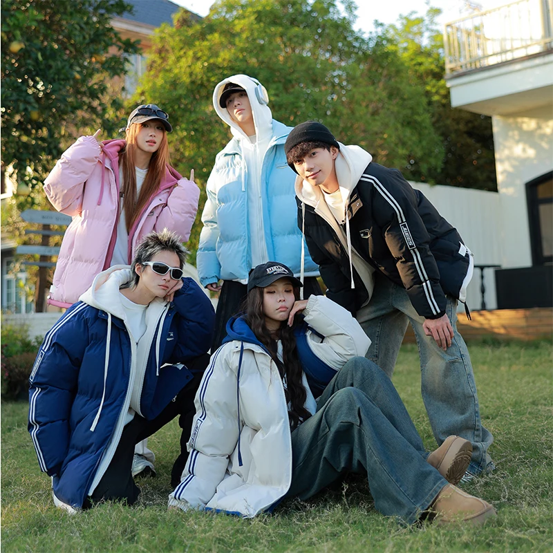 

Новая хлопковая куртка 2025 года для мужчин, утепленная, с капюшоном, парная одежда, осенне-зимняя модная верхняя одежда, с полиэстеровым наполнителем