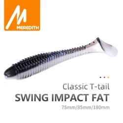 MEREDITH Swing Impact FAT Fishing Lures 75mm 85mm 180mm Paddle Tail Lures Wobbler Fishing soft Lure For bass Silicone Bait