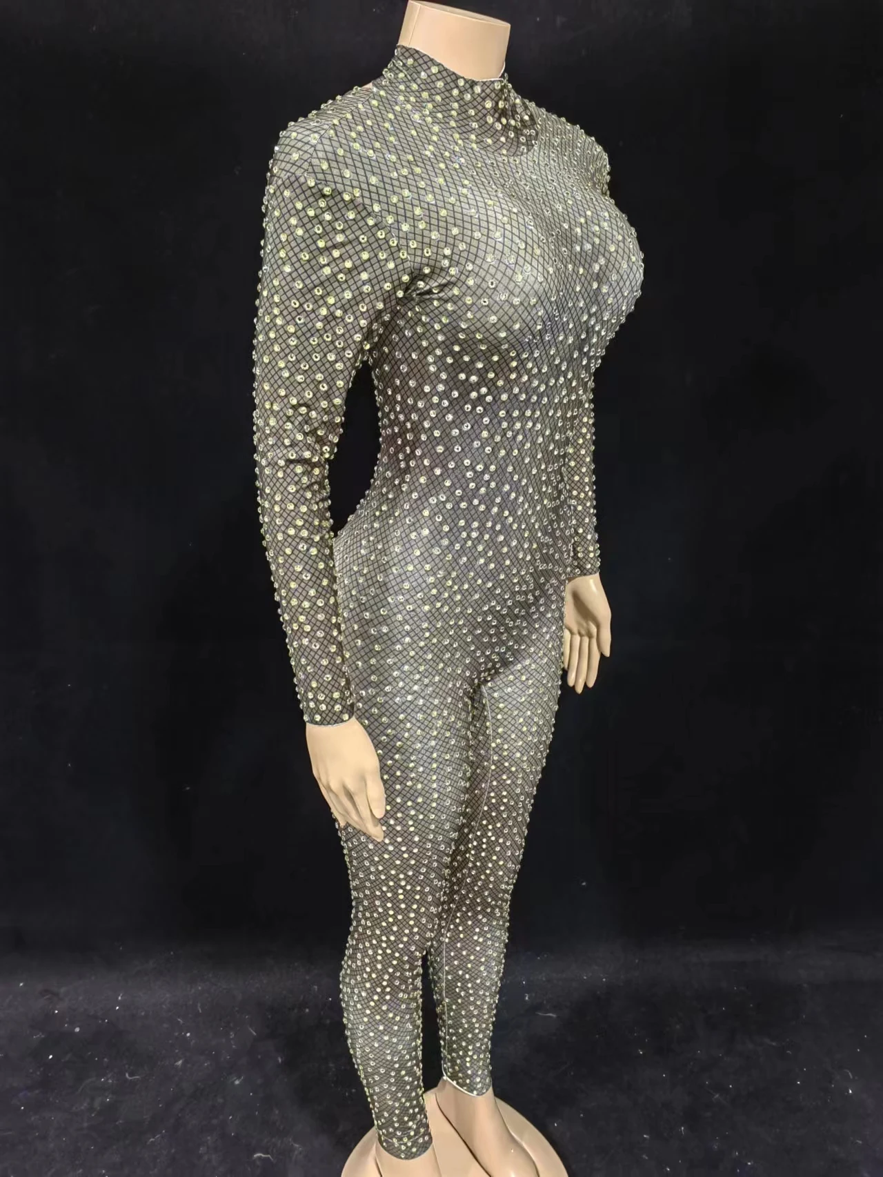 Frauen Kristalle Overall Bling Sexy Bühne Leistung Kostüm Nachtclub DJ Pole Dance Strass Trikot Tänzerin Bühne Tragen