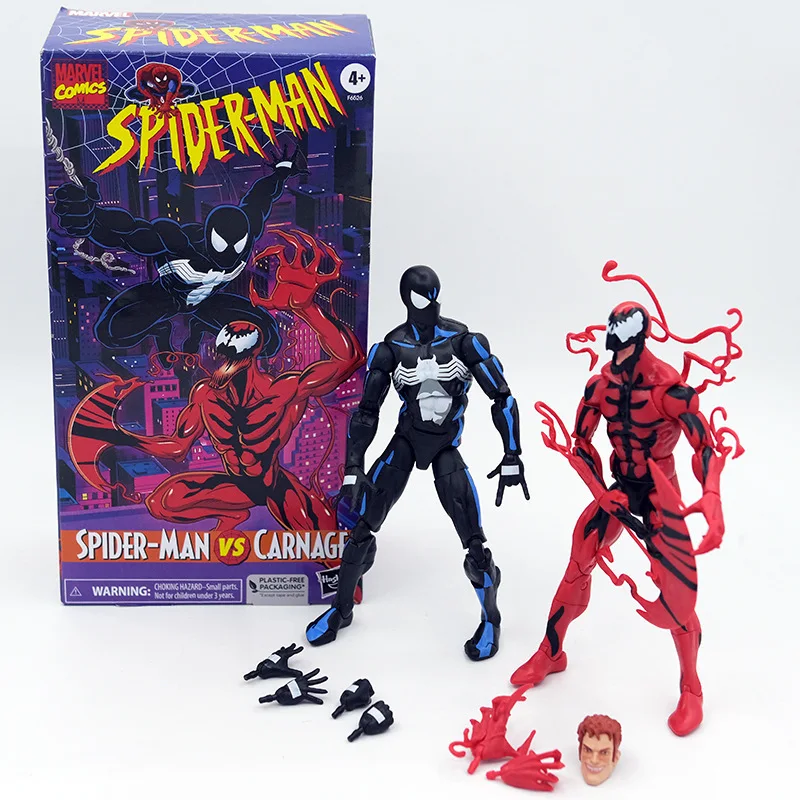 Marvel Legends Spiderman Vs Carnage, paquete de 2 figuras de acción coleccionables, estatua facial de cambio móvil, modelo de Anime, juguetes para niños, regalo