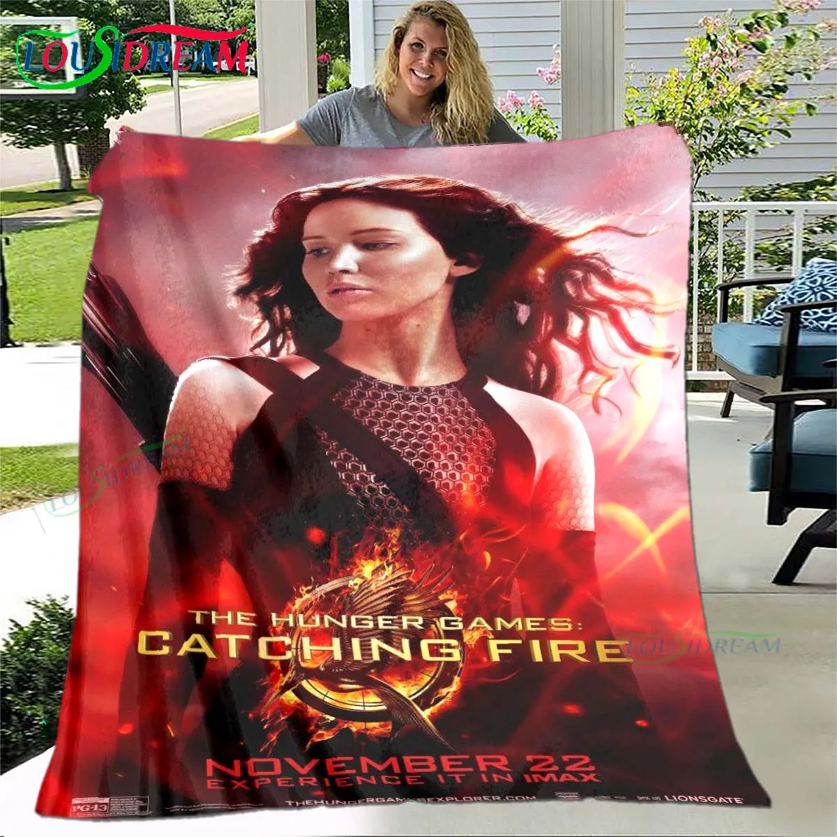 

Hot Fashion The Hunger Games Pattern Blanket Flannel Thin Blanket Portable Home Travel Office Lunch Break Blanket Birthday Gift