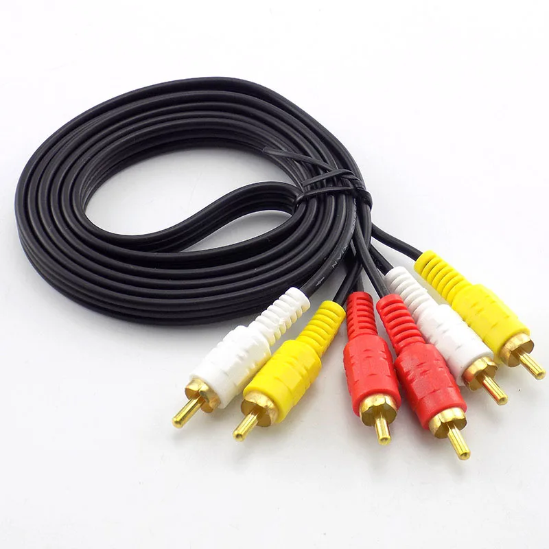 Złącze 3 RCA męskie na 3 RCA męskie Wtyczka Muzyka Audio Video AV Kabel 3X RCA Retail Cord do głośników TV Sound 1.5M H10