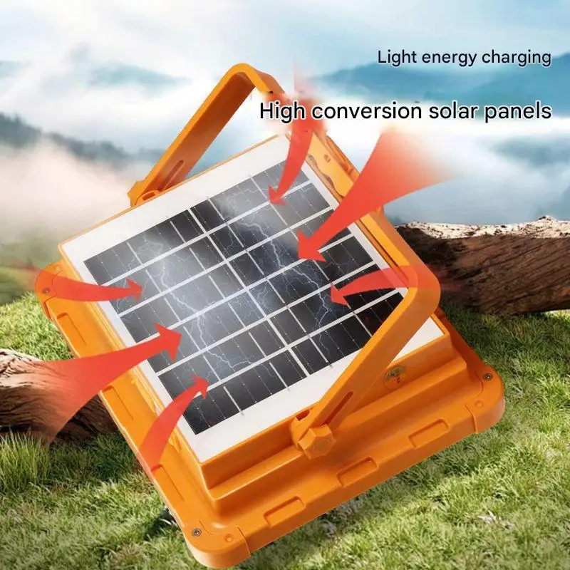 شاحن هاتف فانوس شمسي أصفر 9 شبكات وسطوع قابل للتعديل 4 أوضاع إضاءة للتخييم في حالات الطوارئ وقت تشغيل 10 ساعات + كابل USB #2