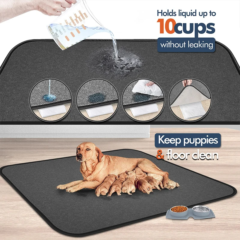 Waterproof Reusable Dog Pee Pad, Dog Paw Prints, Fast Absorbing Dog Bed Mats, Extra Large Pad Rug for Pet Sleep Soft Blanket