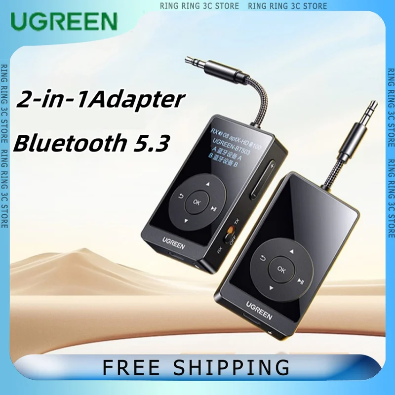 UGREEN BT503 Wireless Adapter aptX HD Airplane Bluetooth 5.3 Receiver Transmitter for All Headphones Audio Aux Custom Adapter