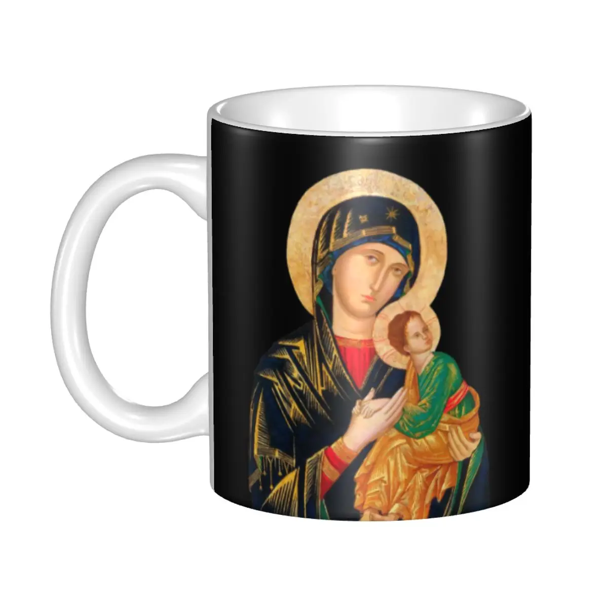 Our Lady Of Perpetual Help Coffee Mugs DIY Customized Catholic Virgin Mary Ceramic Mug Creative Gift