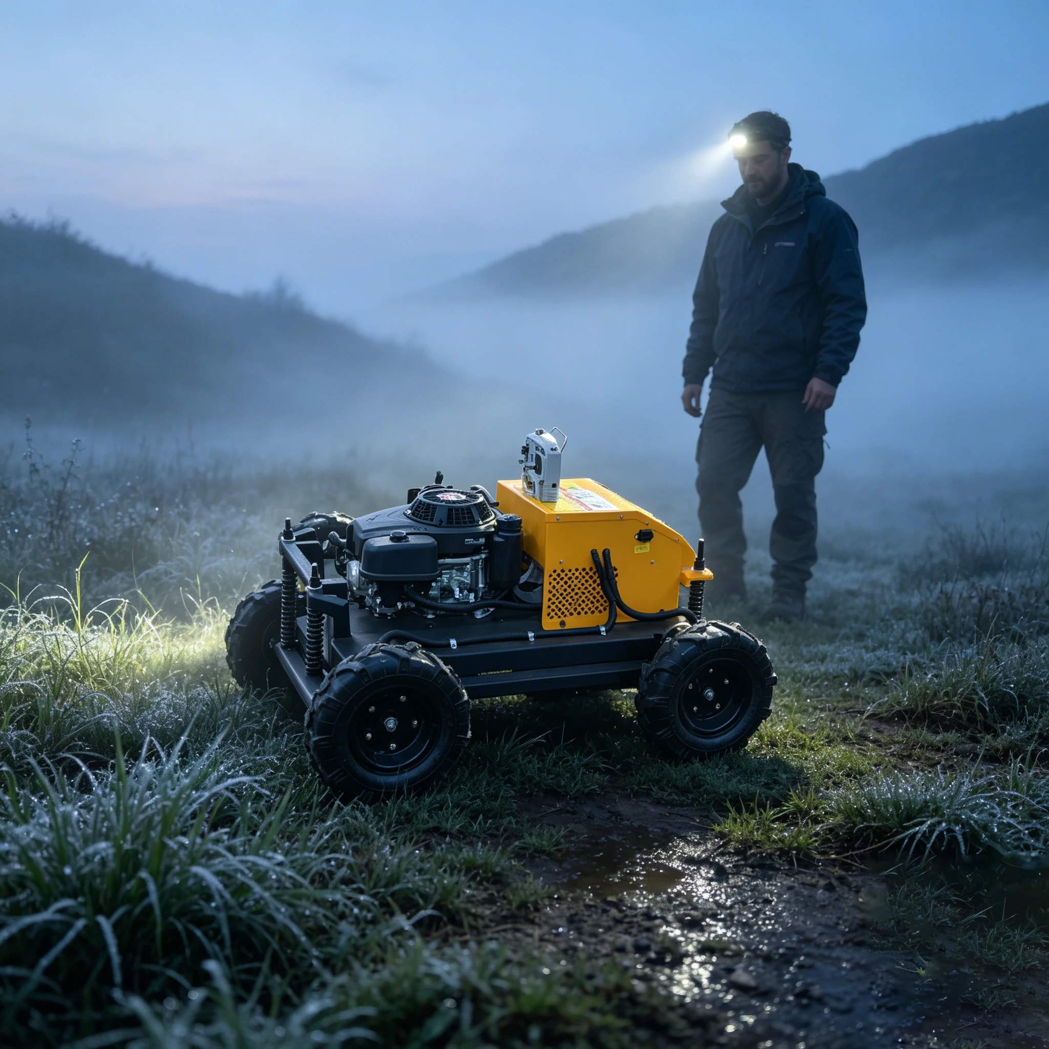 Customized spot quick delivery 500mm remote-controlled tracked lawn mower for golf courses
