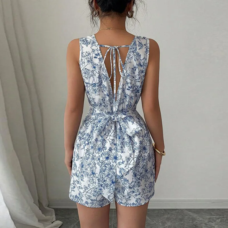 Body con stampa floreale ter Ne Ors Abbigliamento estivo a tracolla da donna Seta cinese Regular Thin a vita media