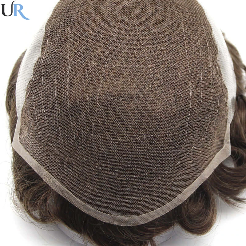 Peruca para homens, renda com base pu de 0.08mm, sistema de substituição de cabelo humano, unidade 130% durável, prótese de cabelo masculino, perucas masculinas