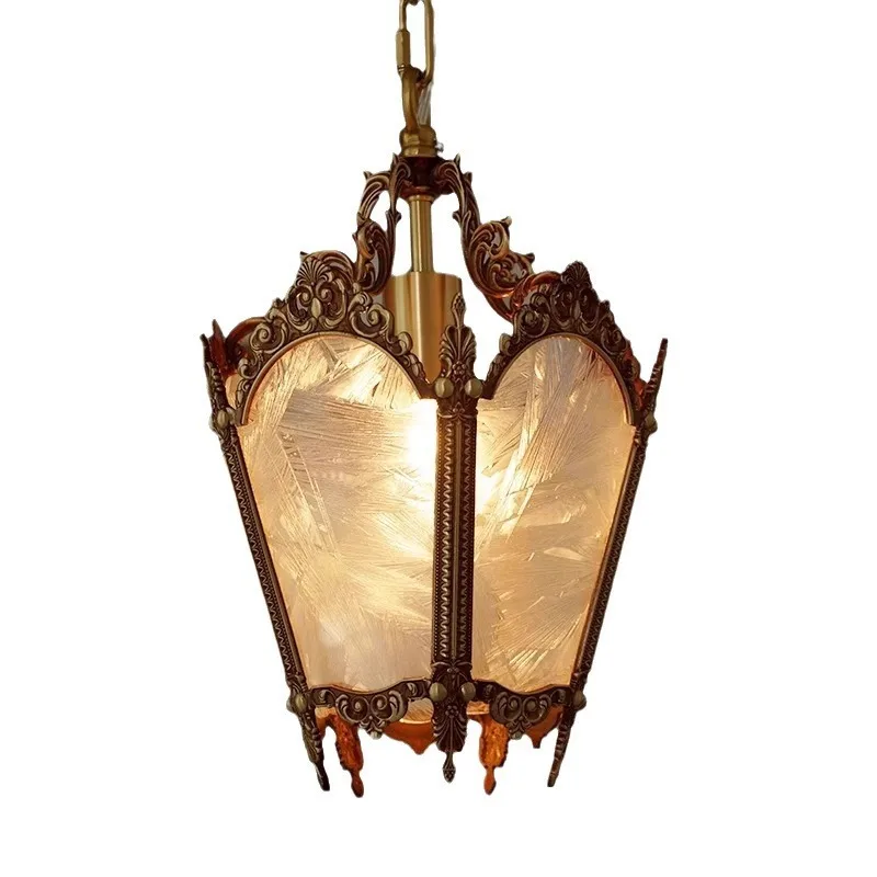 American retro all-copper ice glass small light balcony aisle entrance light c
