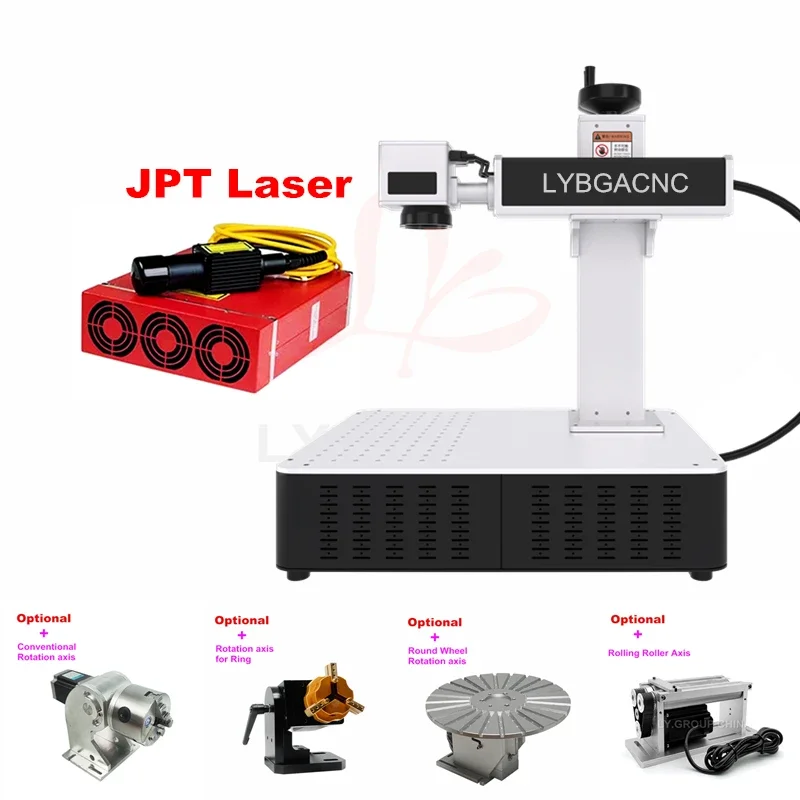 Desktop Mini JPT Galvo Scanner Align System 20W-60W Optical Fiber Laser Nameplate Marking Enraving Milling Metal Router Machine