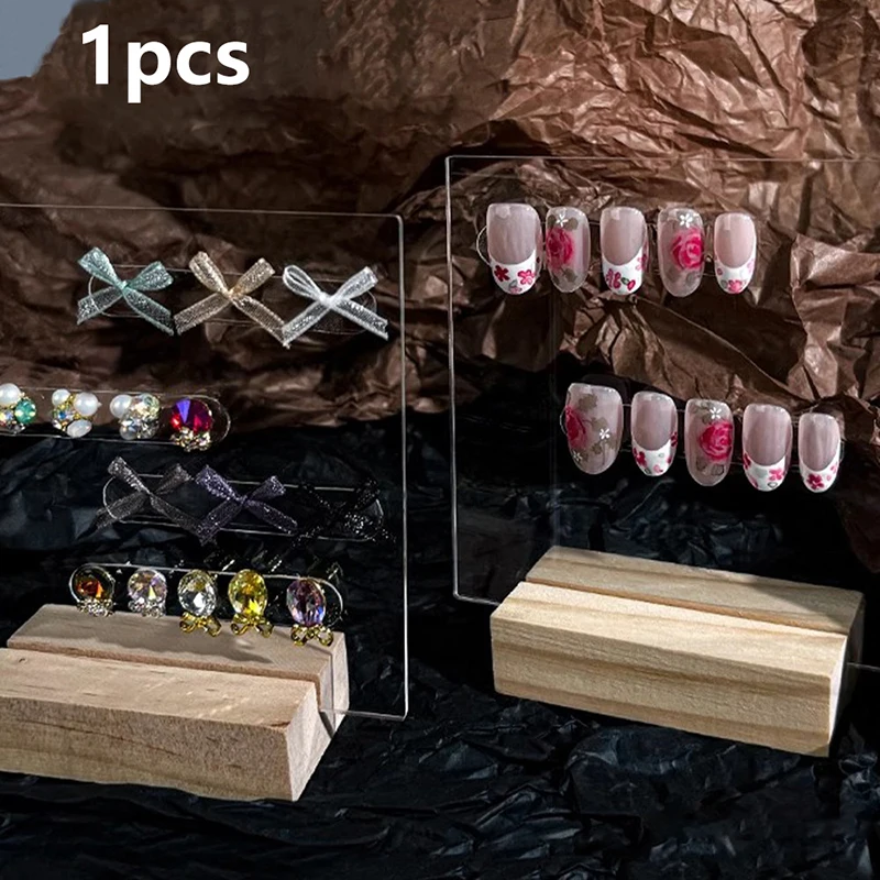 

Nail Art Solid Wood Display Board Acrylic Work Rack Nail Wearing Work Display Stand Nail Piece Display Storage Tool