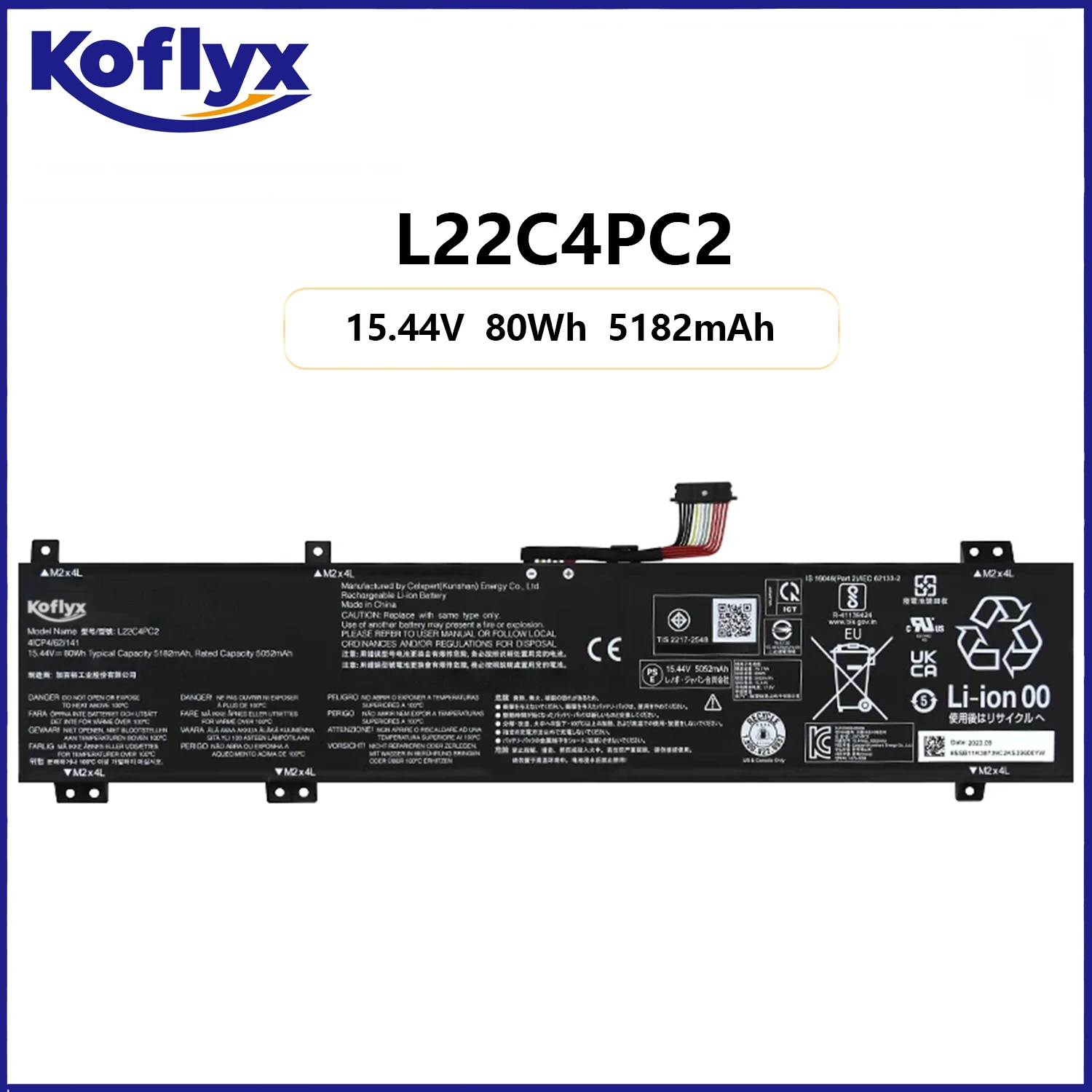 

Koflyx новый аккумулятор для ноутбука Lenovo Legion Slim 5 16APH8 16IRH8 серии L22C4PC2 L22D4PC2 L22M4PC2 L22B4PC2