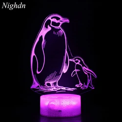 Nighdn Penguin 3D Lamp 7 Colors Changing Illusion Night Light for Kids Bedroom Decoration Creative Birthday Gifts for Boy Girl