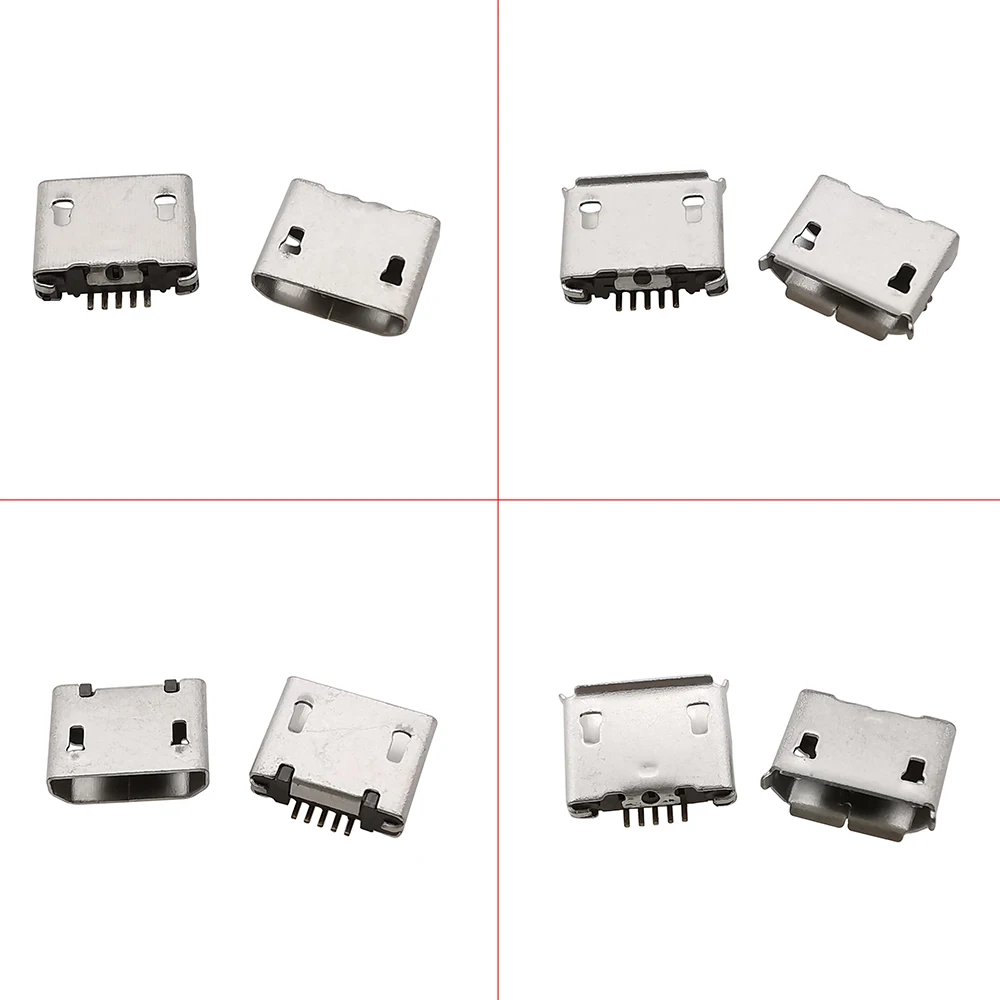 10Pcs Micro USB 5 Pin Connector Female Port SMD SMT Android Phone Data Charging Socket 5P Micro-B DIY Repair Adapter