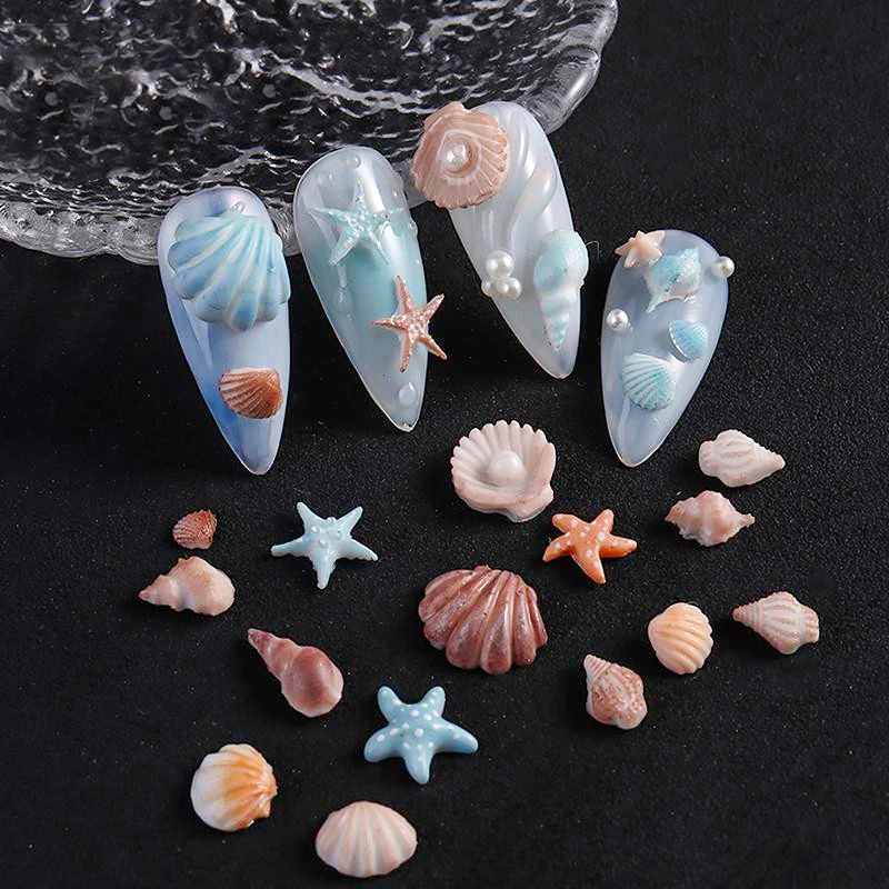 Modello di stampo per unghie estivo fai da te in silicone 3D, strumento per stencil per intaglio, conchiglia di mare, stelle marine, meduse, design per manicure, decorazioni per unghie