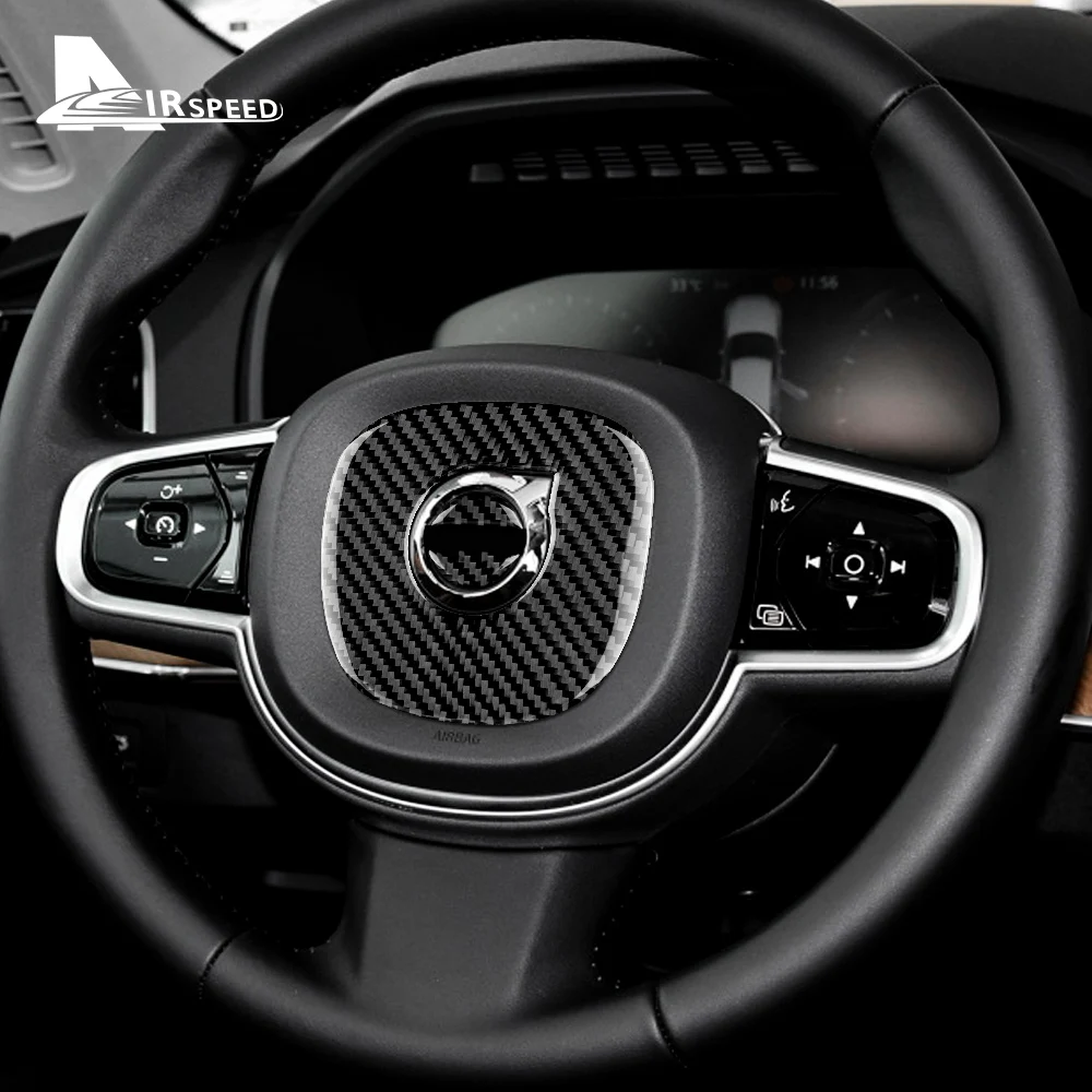 For Volvo XC60 2018 XC90 S90 V90 Brand New Accessories Carbon Fiber Steering Wheel Stickers Car Interior Decoration Car Styling