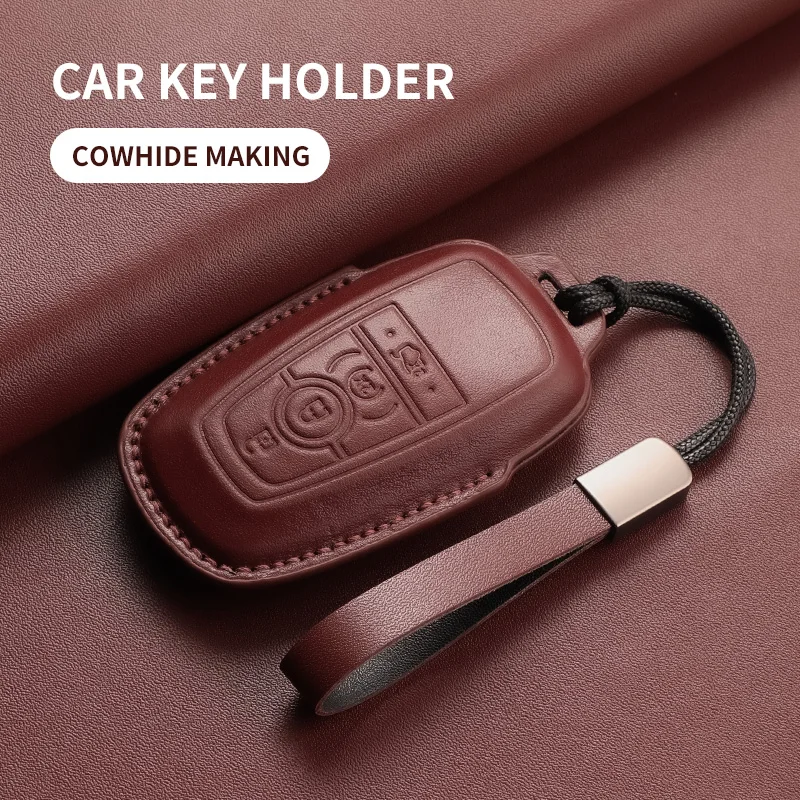 

Кожаный чехол для дистанционного ключа автомобиля для Ford Mondeo 5 MK5 Focus 3 4 ST Fusion, чехол для автомобильного ключа, защитный брелок для ключей