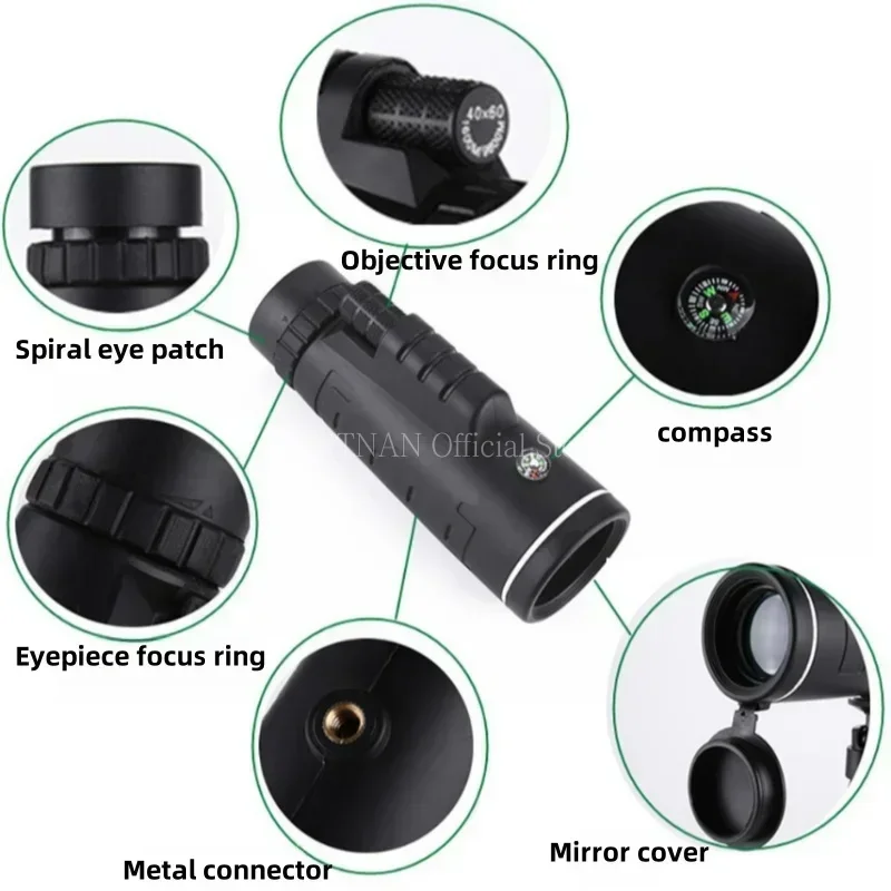 Telescopio monocular 40x zoom HD visión nocturna para caza y camping - imagen 3
