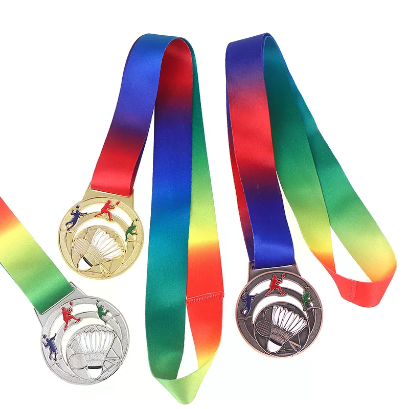 1Pc Metalen Badminton Award Medailles Met Neklint Goud Zilver Brons Prijzen Award Medaille Voor Kinderen Sport Competitie Games