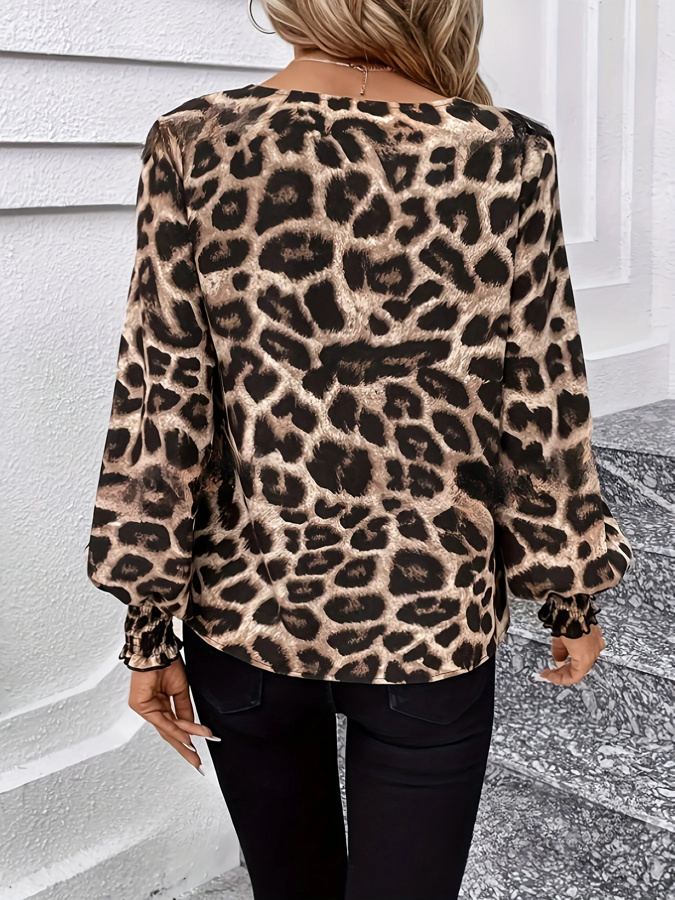 Fashion Leopard Print Long Sleeve Tops And Blouses Women Print Office Elegant Casual Shirt Women Top Femme Blouse